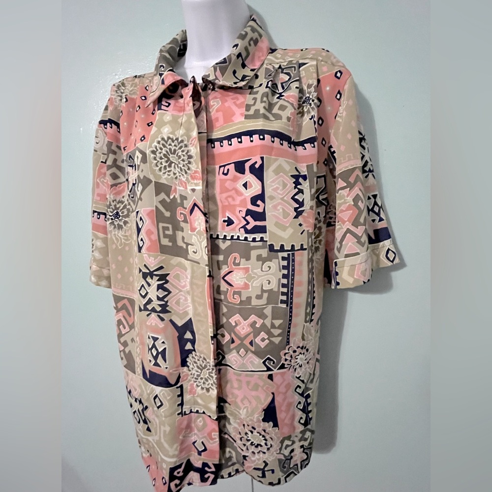 Notations Blouse Button Down/ Hidden‎ Buttons Size 16 Designs Multi Color